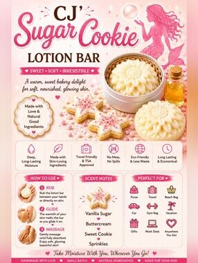 Back In Stock!  Hand Crafted CJ's Sugar Cookie Solid Lotion Bar